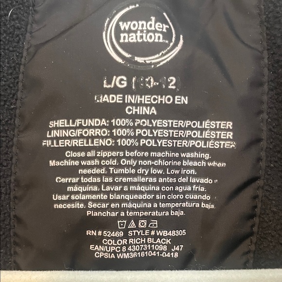 Wonder Nation Black Hooded Puffer Jacket - Picture 2 of 6